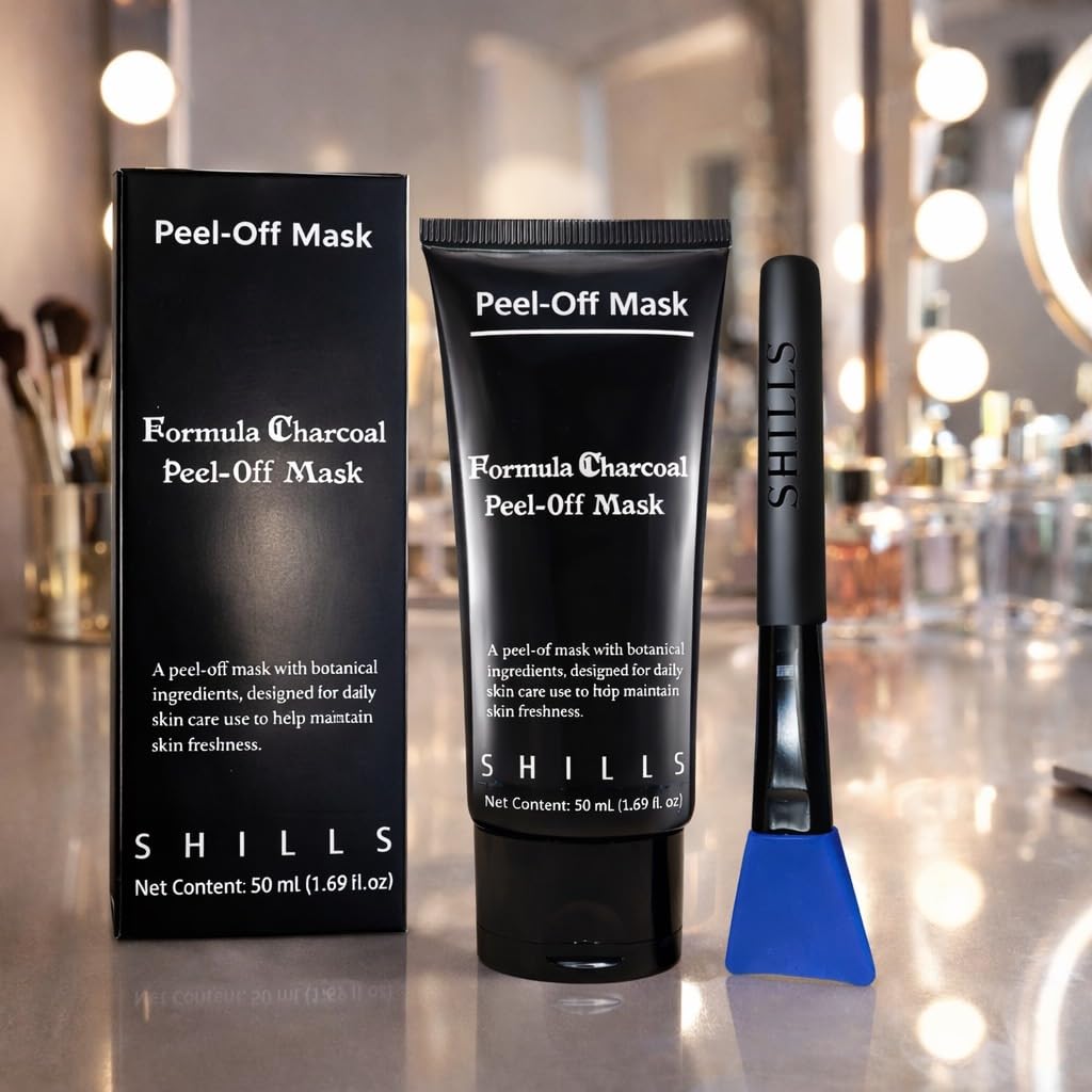 SHILLS Charcoal Mask for Men, 1 Bottle (1.69 fl. oz) and a Brush Set - Image 6
