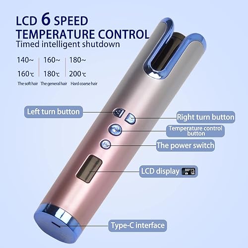 Miniatura 5 de Rizador de pelo automático, varita de rizador automático con barril giratorio grande de 1 pulgada y 4 temperaturas y 3 ajustes de temporizador,