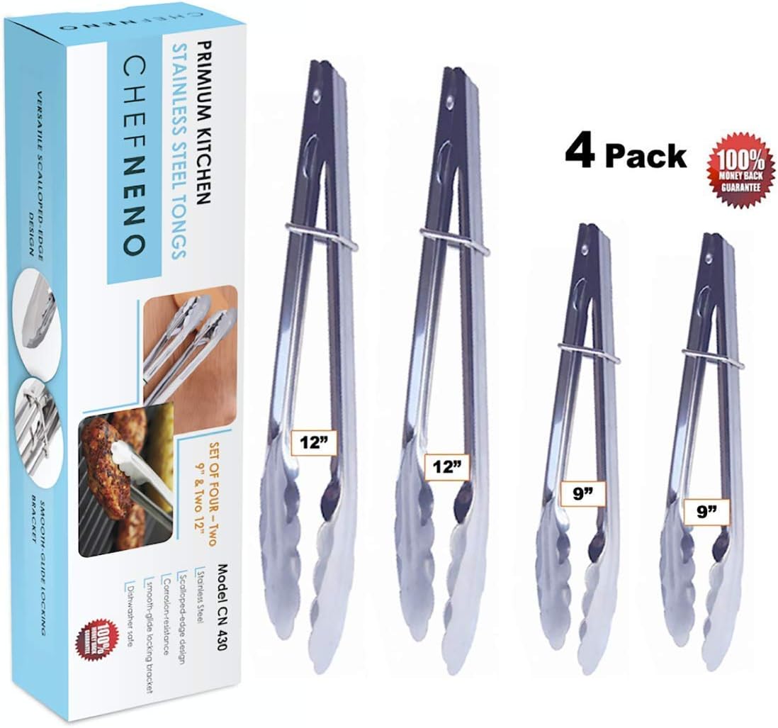 Kitchen Stainless-Steel Utility Tongs (12 inch)