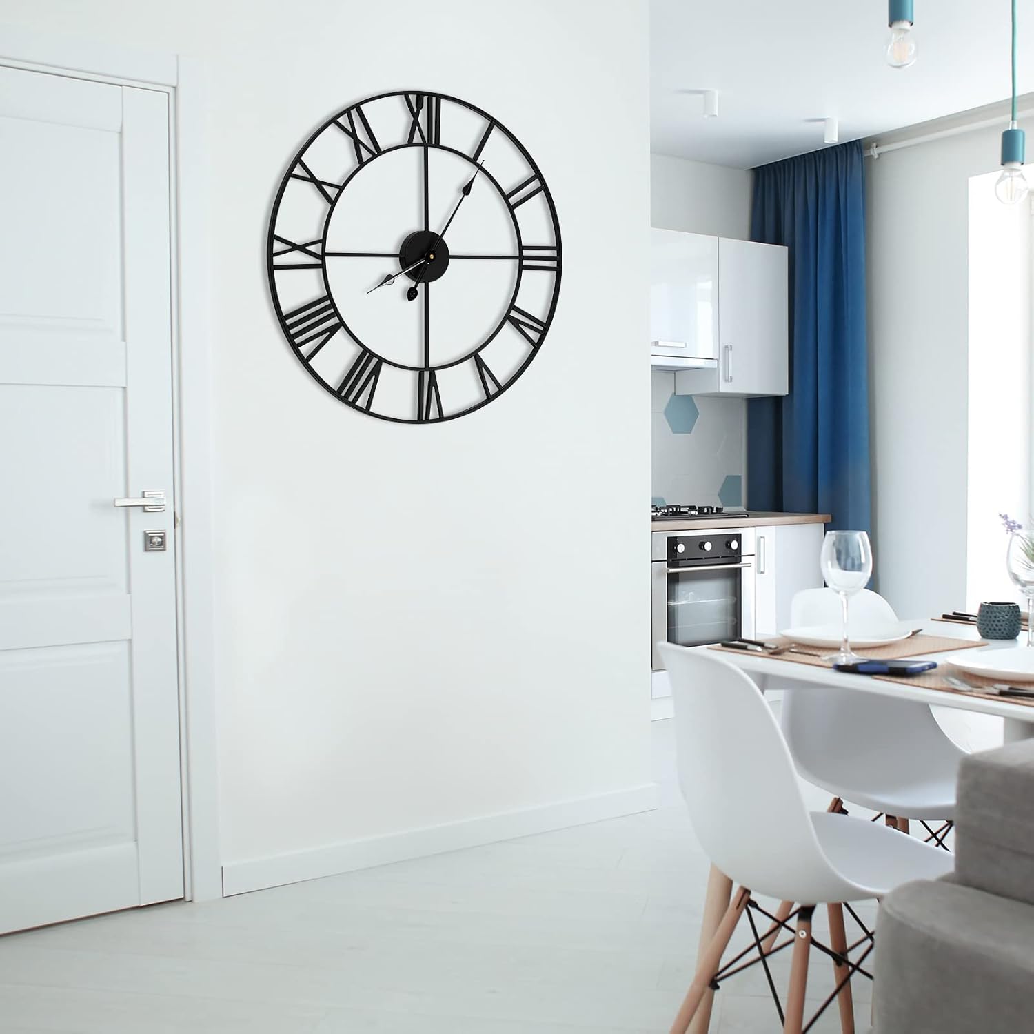 Large Wall Clock Modern Metal Rustic Round Clock Industrial Wall Clock Retro Roman Numeral Silent Little Ticking Battery Operated Vintage Decorative Clock for Living Room Kitchen Bedroom(20 Inch)