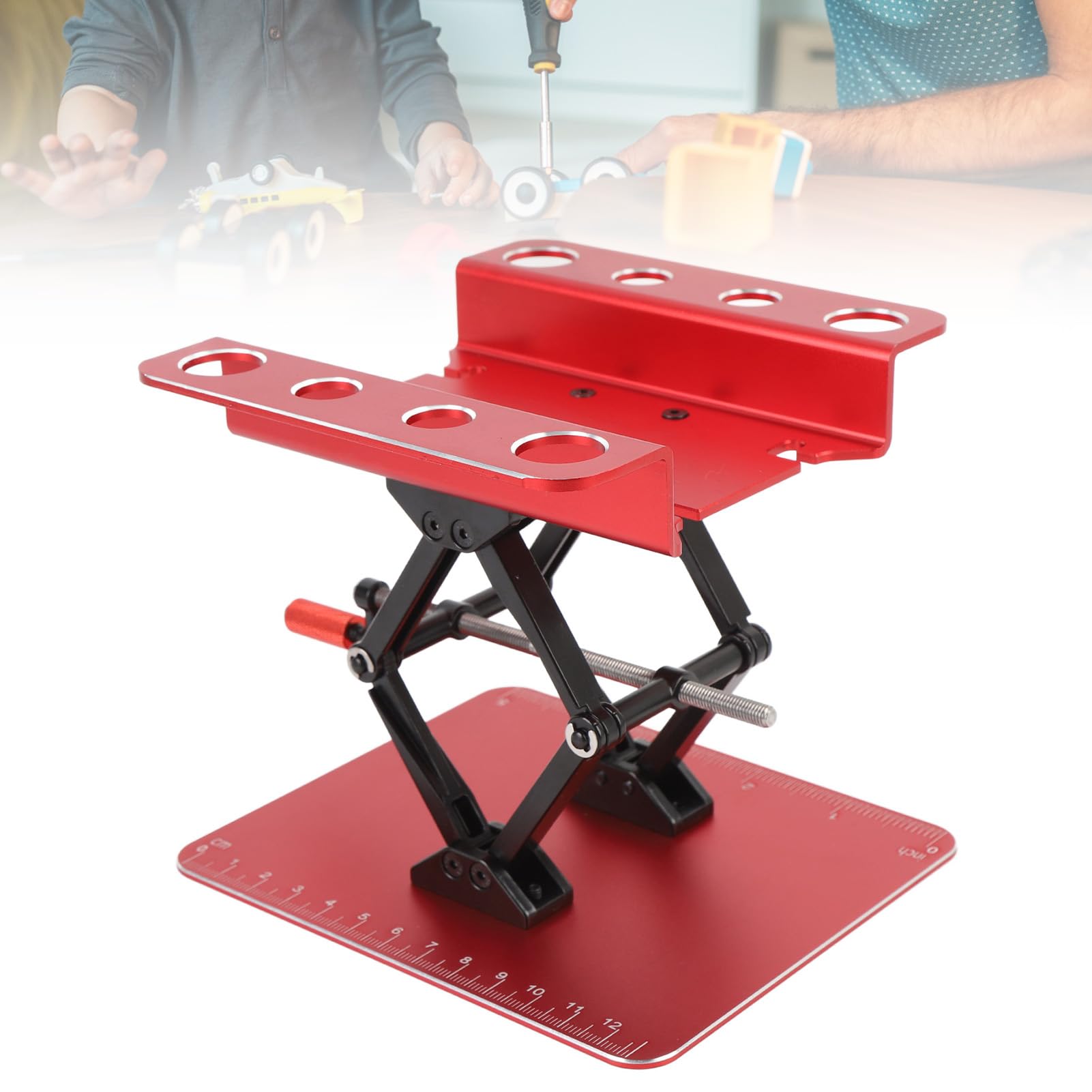 Bnineteenteam Soporte para Coche RC, Soporte de Trabajo de Reparación Giratorio de Simulación de Metal, Plataforma Elevadora para Coches RC 1/8 1/10, Ajustable de 60 Mm a 140 Mm con Rotación de 360