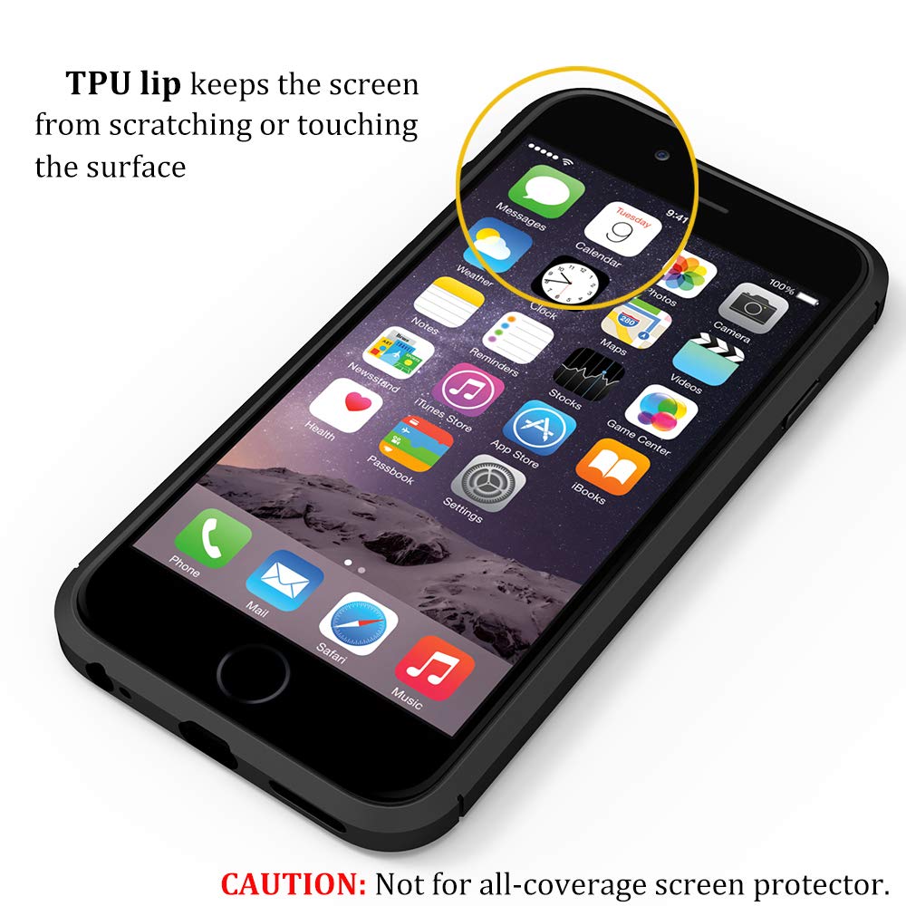 Tawarror Cover Magnetica per iPhone 6/ 6S, Traslucida Opaca Custodia per iPhone 6 PC Posteriore Anti-Graffio TPU Antiurto Antiscivolo Sottile Cellulare Protettiva Case, Nero