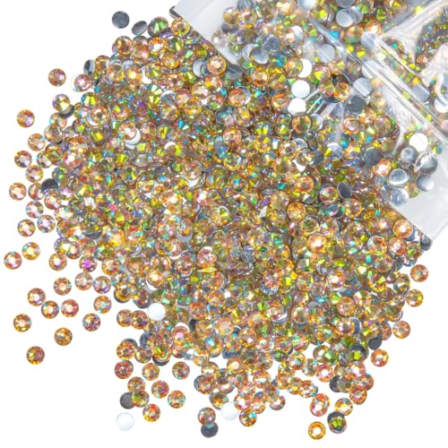 qiipii 620PCS 6mm Champagne AB Rhinestones for Crafting Flatback Stones Bulk SS30 Diamonds Crystals Gems Charms for Nails Face Eyes Makeup Tumblers Bottles Crafts Crocs Shoes Clothes Phones Scrapbook