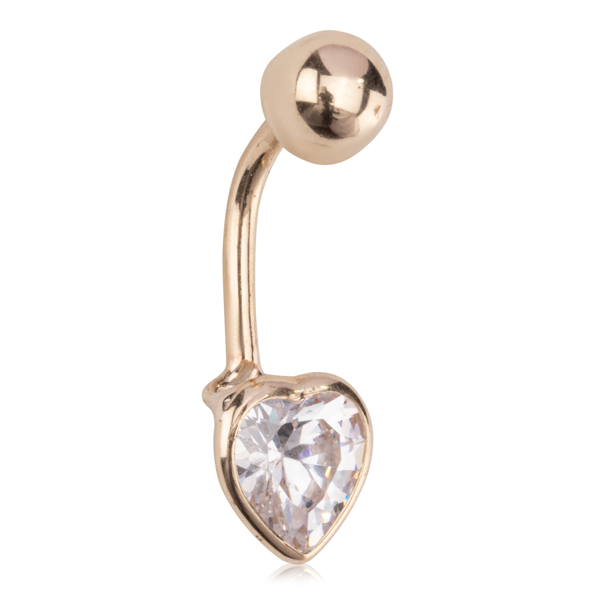 NKlaus Piercing au nombril Cœur 9mm 333 Or jaune 8 carats Banane Zirconia Blanc 8287