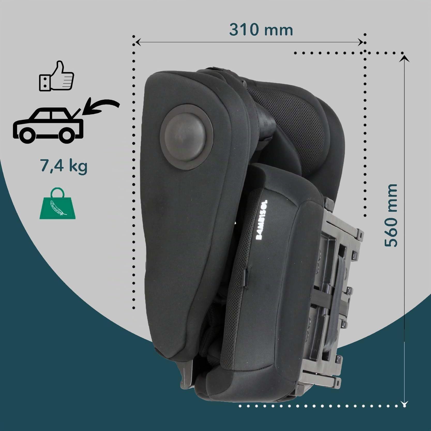 Siège auto ISOFIX évolutif réhausseur i-Size ECE R129/04 - face à la route de 76 cm à 150 cm - à partir de 15 mois jusqu'à 12 ans - max 36 kg