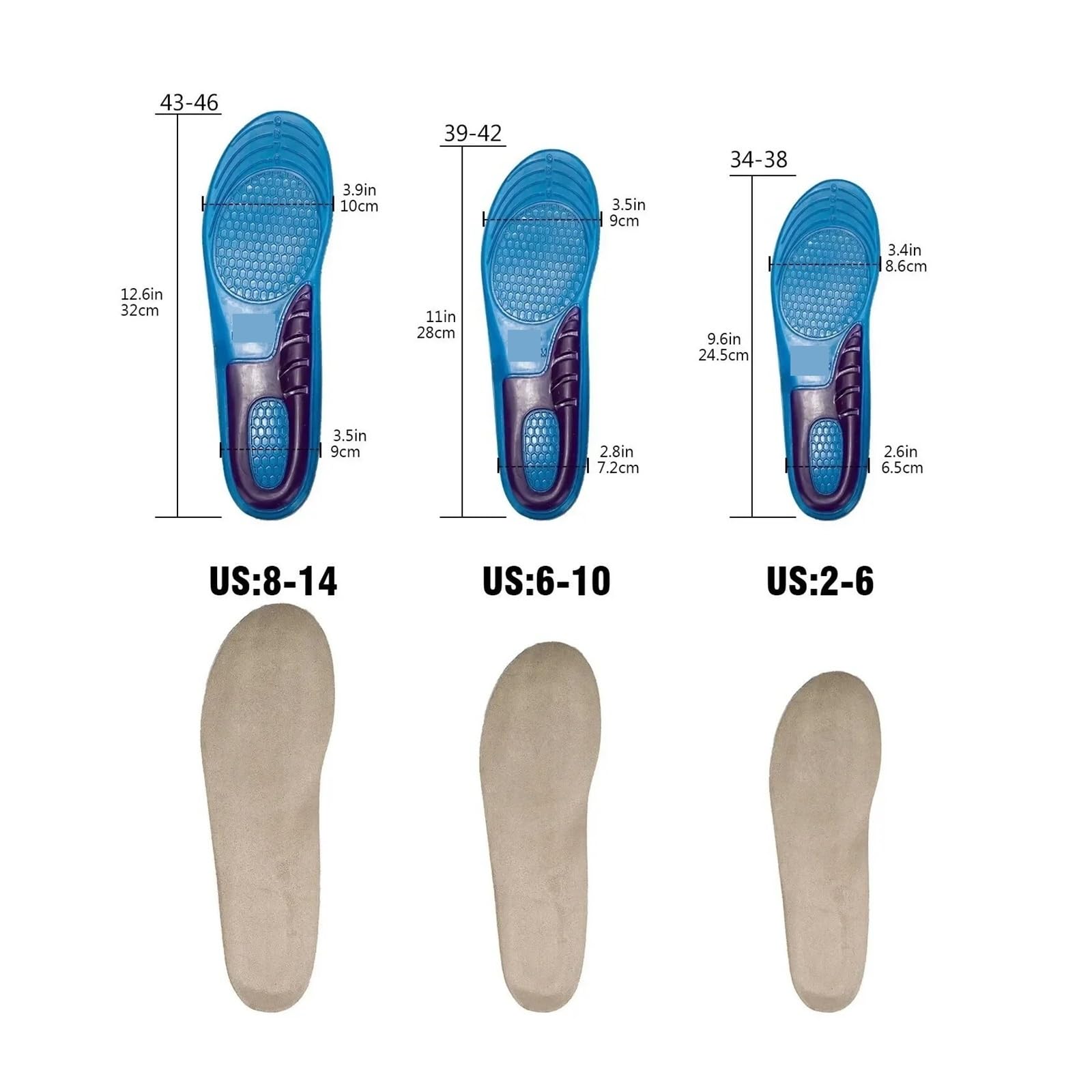 Plantillas De Soporte 1 par de plantillas ortopédicas masaje for soporte arco for hombre y mujer, almohadilla Gel antideslizante silicona Unisex for calzado deportivo con absorción impacto