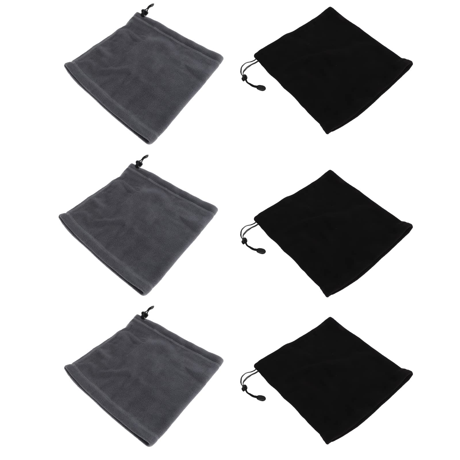 Muiltvoe 6 Pack Winter Neck Gaiter, Windproof Thermal Face Scarf for Skiing Snowboarding Cycling Running with Drawstring, Black Gray