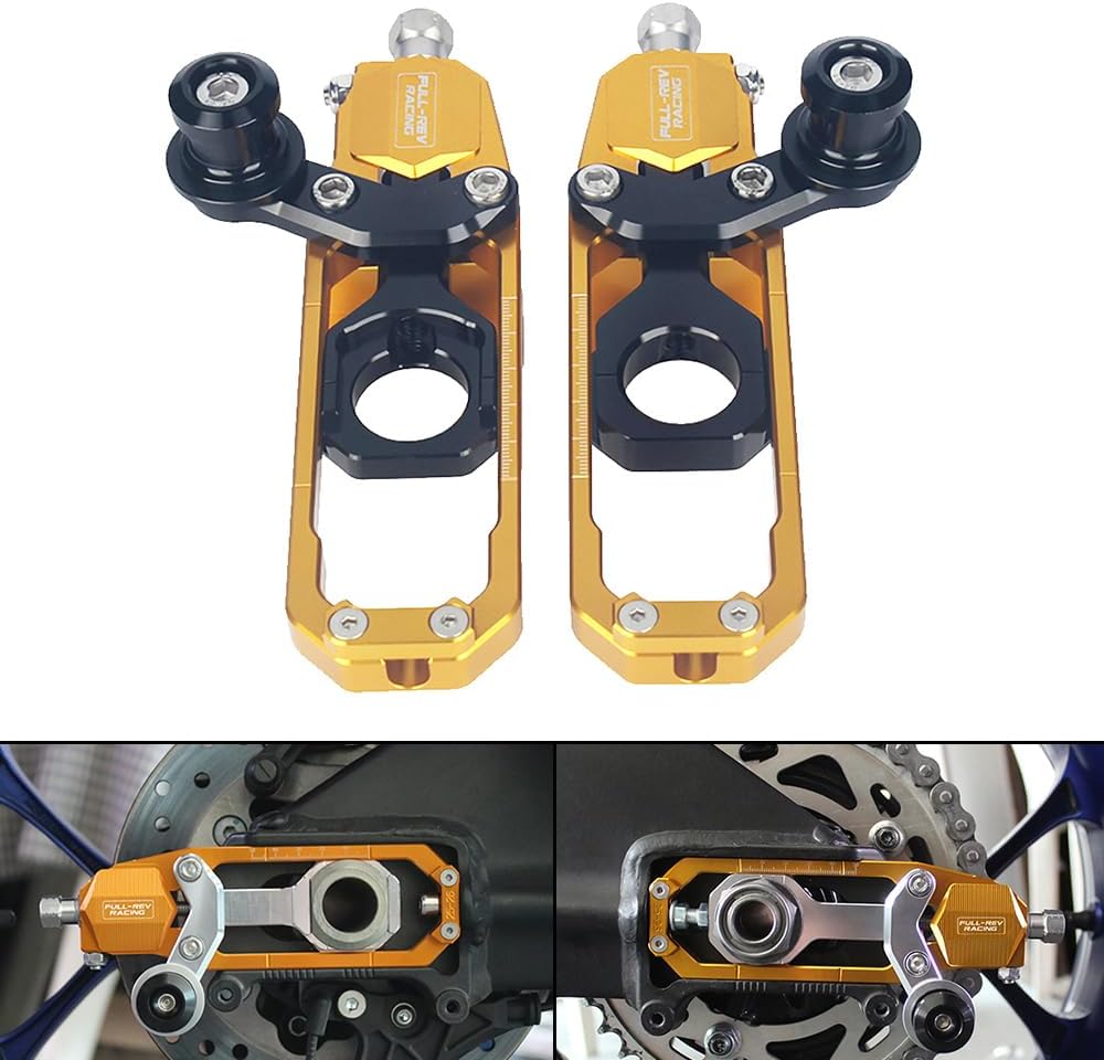 Motorcycle Rear Chain Adjusters Tensioners with Lifting Spool CNC Aluminum Alloy Board Chain Adjustment Adjuster Fit for RSV4 2021-2023 (Red)