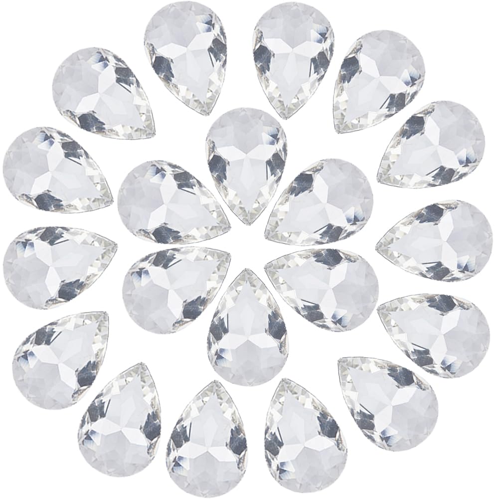 20 Cabochons En Forme De Goutte D'Eau Acrylique - Strass à Facettes Sans Trou, Rouge 30x20 Mm, Pour Bijoux, Déco - 5