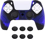 eXtremeRate PlayVital Black 3D Studded Edition Anti-Slip Silicone Cover Skin for ps5 Controller, Soft Rubber Case Protector for ps5 Wireless Controller with Thumb Grip Caps - Red & Black