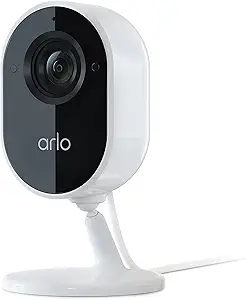 Arlo Essential Indoor Camera - 1080p Video with Privacy Shield, Plug-in, Night Vision, 2-Way Audio, Siren, Direct to WiFi No Hub Needed, Wireless Security, White - VMC2040