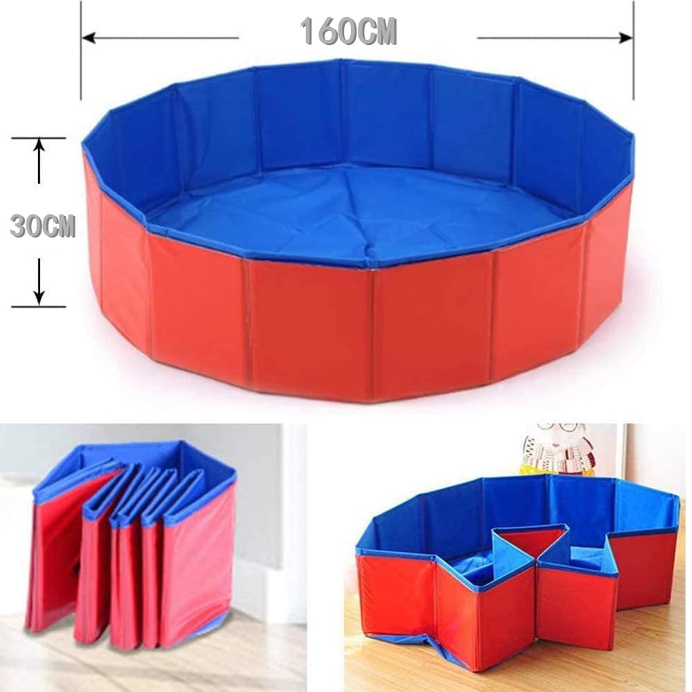 Piscina Plegable para Perros Gatos Bañera Portátil para Mascotas Plegable PVC Antideslizante y Resistente (120 * 30CM-Azul Oscuro)