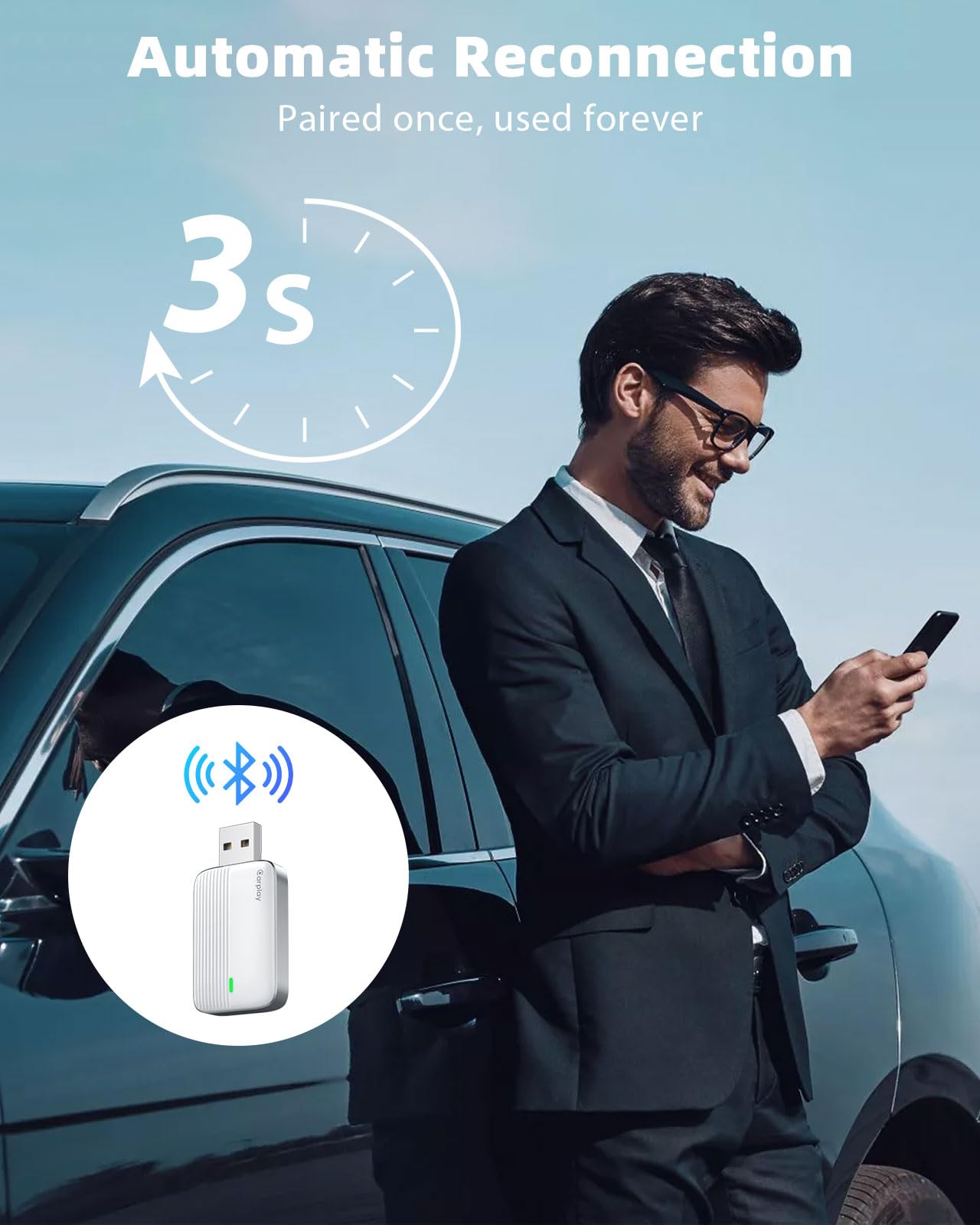 Wireless CarPlay Adapter Compatible Apple iPhone,Wired to Wireless,WhtSlr | Mini Car Play Adapter, Compatible with iOS 10+ & Cars with CarPlay, Fast Response Stable Control No Delay, Not for Android