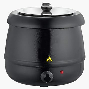 Electric Soup Warmer Commercial Heater Kettle 10L Black