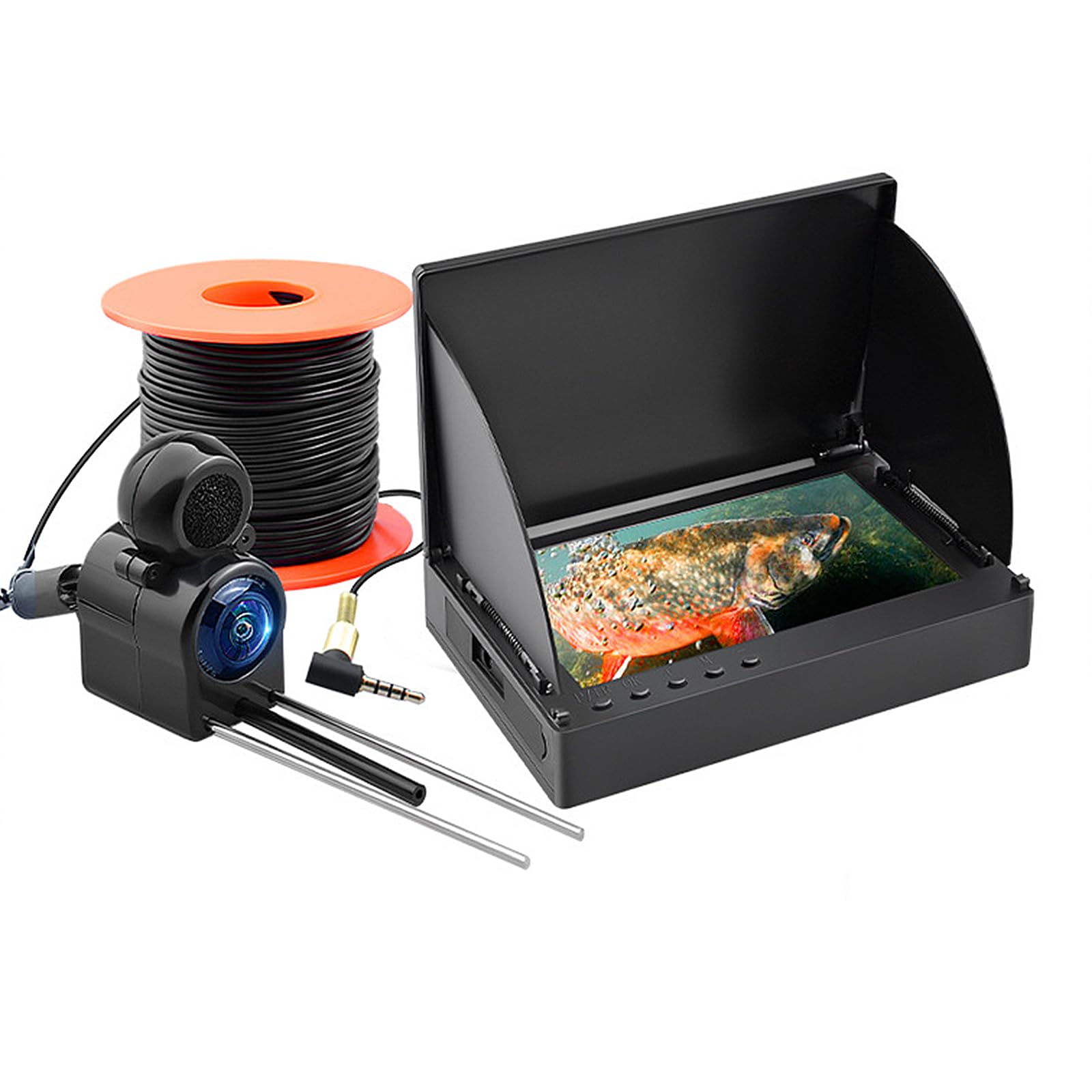 Caméra de pêche sous-marine, caméra infrarouge portable HD 1080p, IP68, étanche IP68, objectif ultra grand angle 220°, avec étui de transport pour pêche sur lac, bateau, glace (20 m)