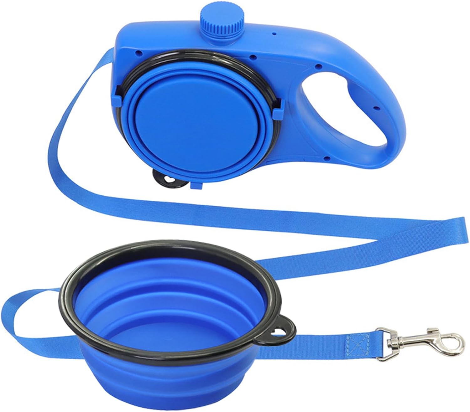 Guinzaglio per cani 3 in 1 con ciotola per l’acqua pieghevole, scomparto per sacco della spazzatura, collare medio, pettorina per cani a forma di 8, guinzaglio flessibile, anti guinzaglio