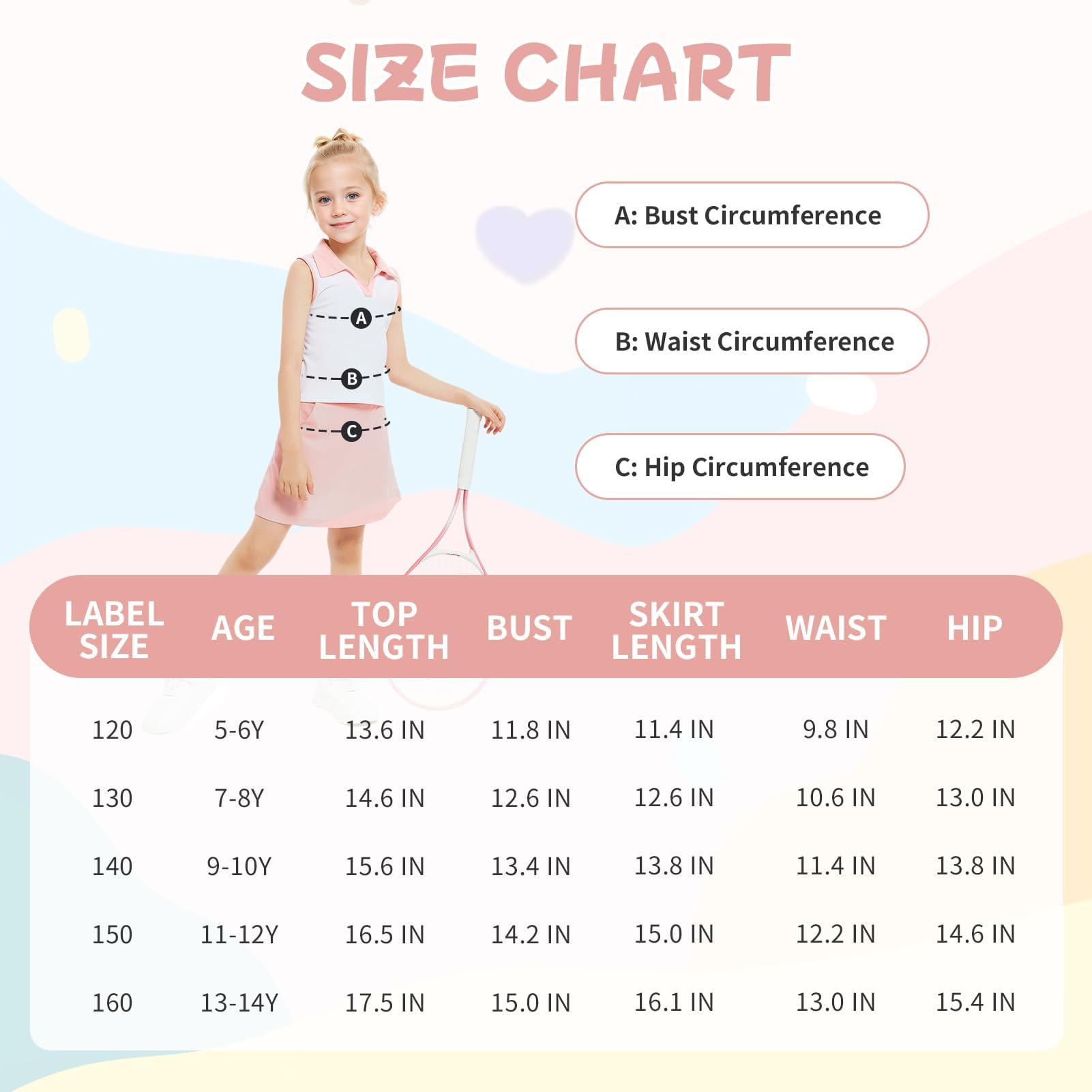 Kinder Mädchen Tennis Set Kurzes, Ärmelloses T-Shirt Tops+ Tennisrock mit Innenhose, Sport Outfit für Golf Tennis Yoga
