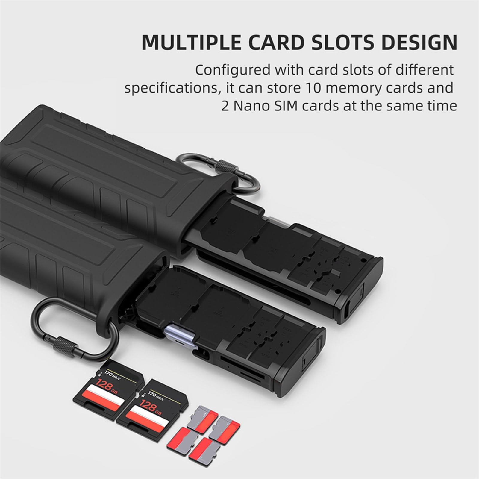 Funda protectora de tarjeta de memoria con USB 3.1 tipo C de lectura rápida para usuarios de cuadricópteros y cámaras de acción