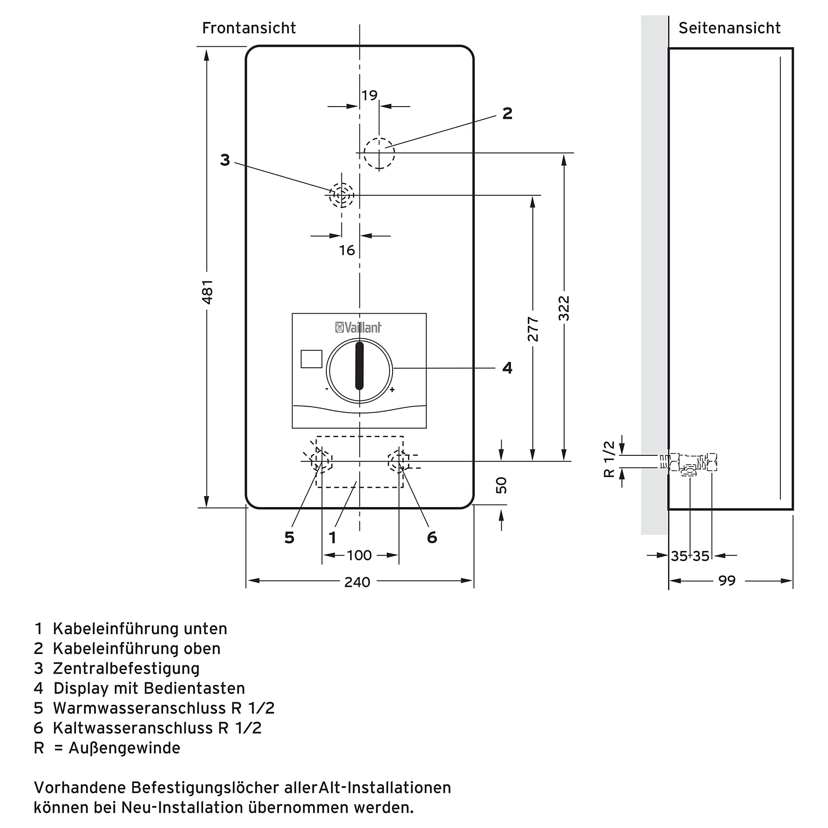 Vaillant 0010023779 Elektroniczny Podgrzewacz Przepływowy, Biały, 24 kW