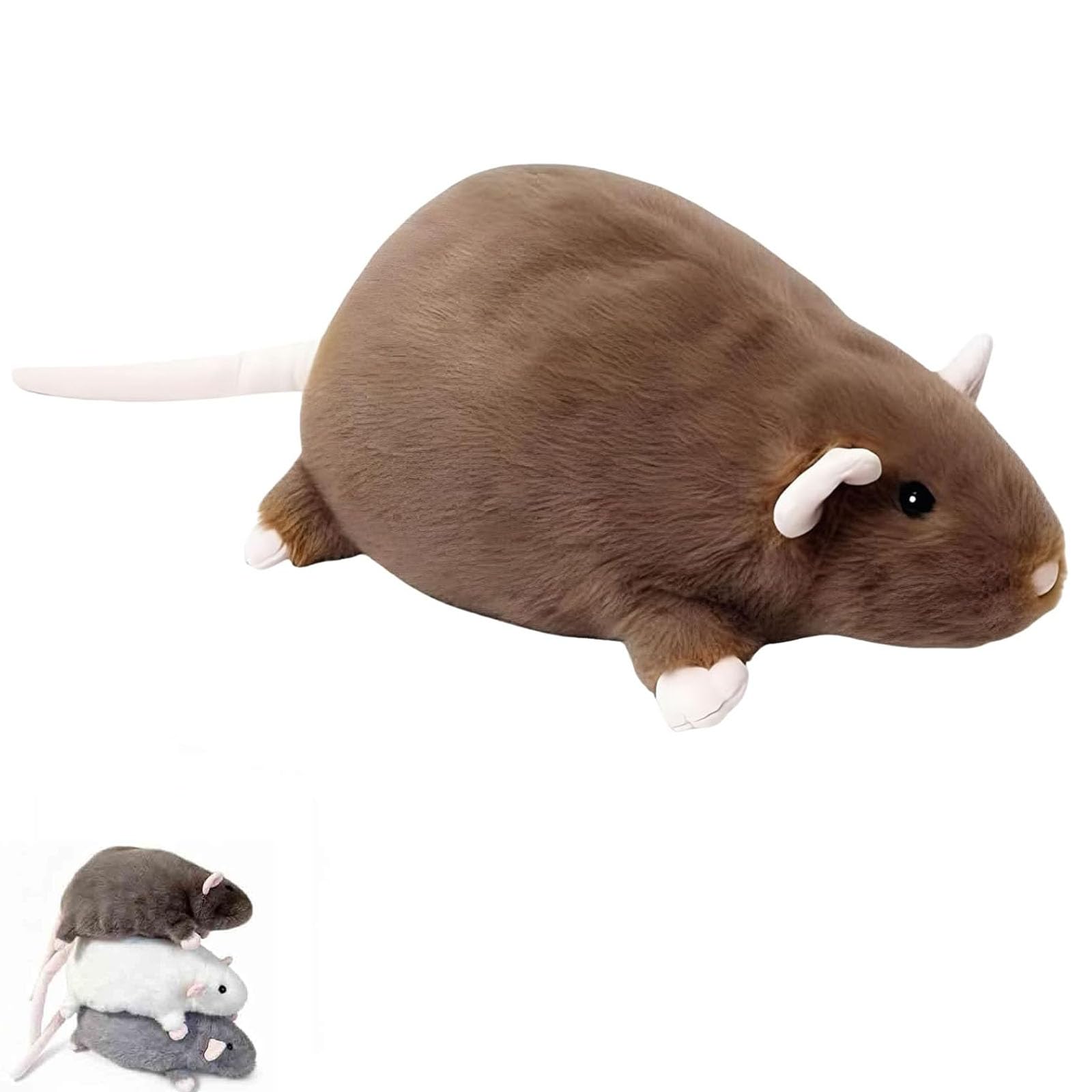 Ysaca Chonky Rat Plush, Realistic Cute Fat Rat Stuffed Animal, Soft Jumbo Chubby Plush Pillow for Bed Sofa Room Decor, Huggable Gift for Adults (Brown, 35cm)