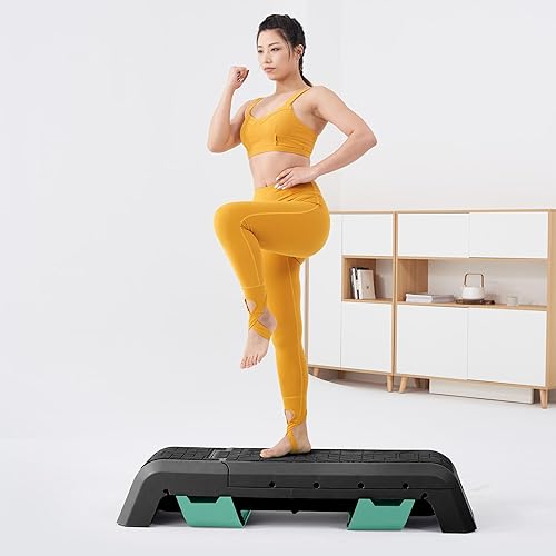 Miniatura 8 de leikefitness Plataforma aeróbica multifuncional con cordón, plataforma de entrenamiento ajustable, banco de pesas para gimnasio en casa