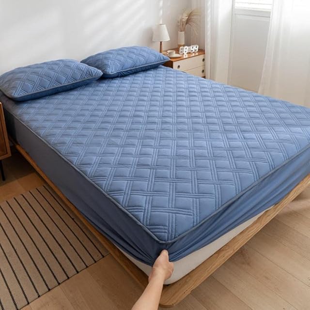 Fitted Sheet for Queen Mattress Twinpink Thick Cotton Quilted Mattress Protector Cover Washable Bed Cover and Pillow Case