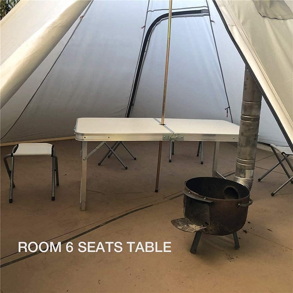 Tente pyramidale chaude avec trou de poêle et fenêtres pour camping en plein air, tente tipi familiale pour 2 à 4 personnes