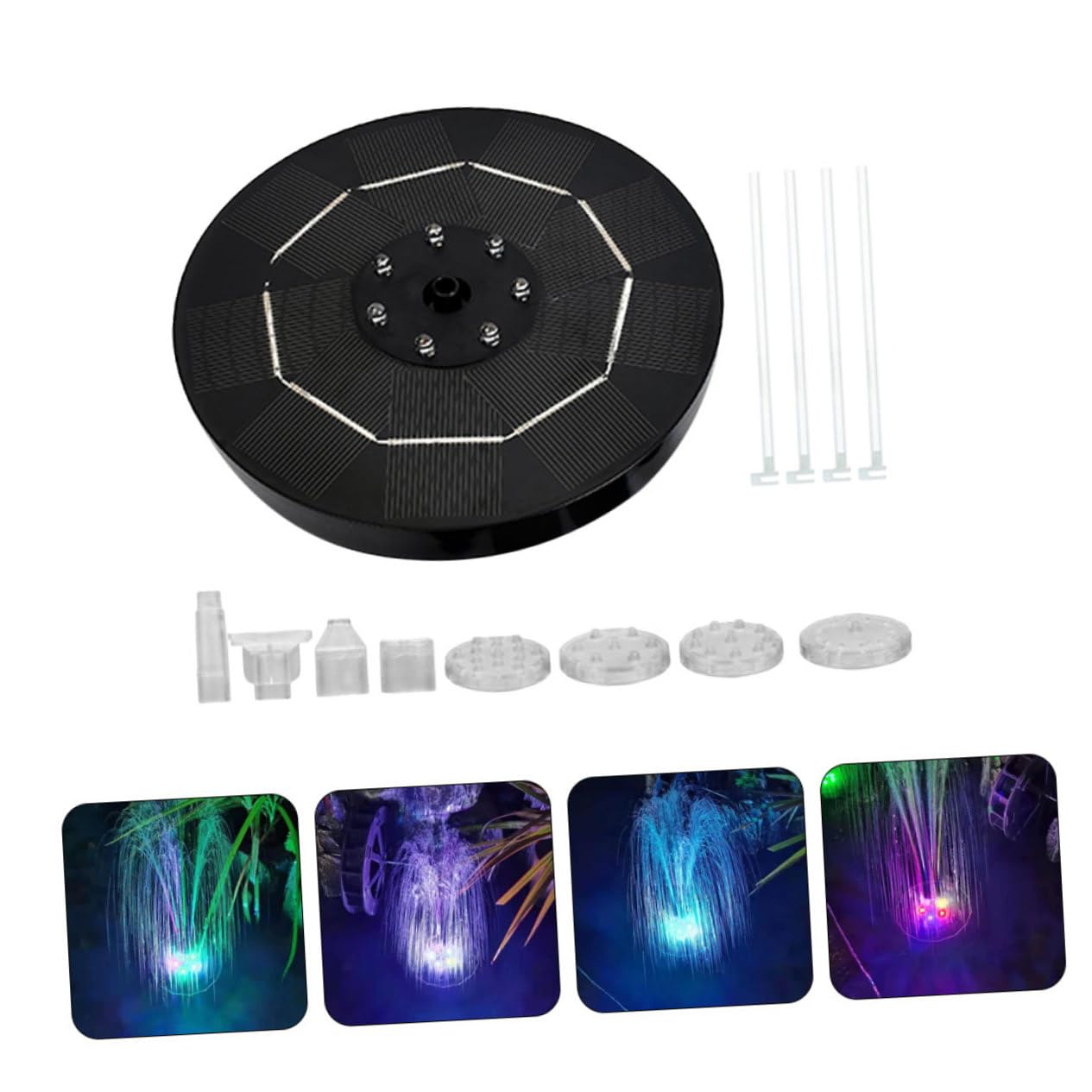 Toyvian 3,5w Solar Springbrunnenpumpe mit 1800mah Akku 240l/h Trockenlaufschutz für Gartenteich und Vogelbad Schwarz