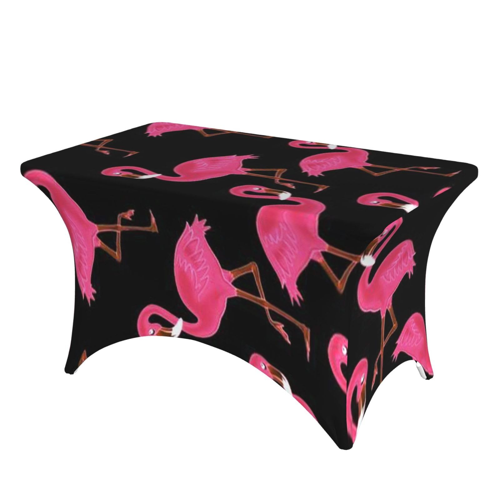 Dcehgew Lovely Pink Flamingos 4Ft Spandex Rectangular Table Cloth, Printed Fitted Elastic Tablecloths Washable Table Cover For Event, Wedding, Banquet & Party
