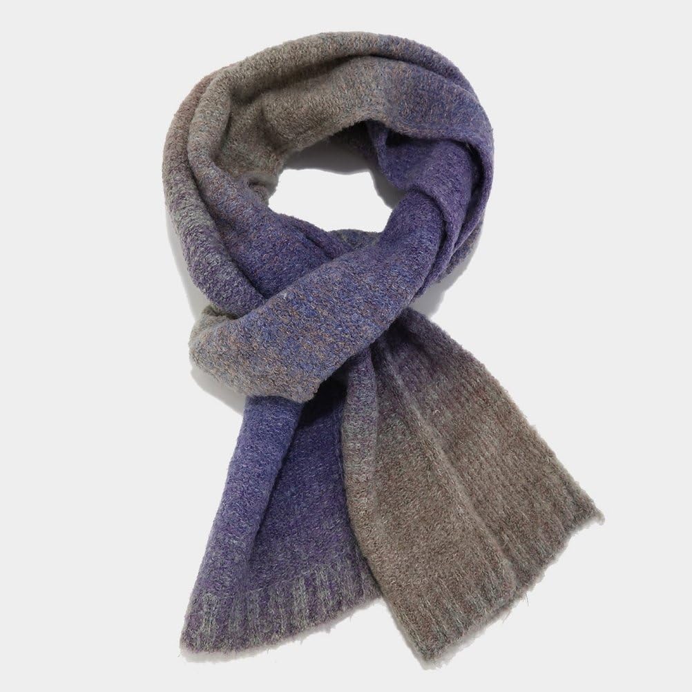 Donna Inverno Caldo Gradiente Pompon Beanie Cappello Touchscreen Guanti Lunga Maglia Sciarpa 3 in 1 Set,Viola