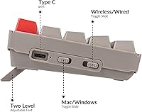 Vista 5 de Keychron K6 Teclado mecánico inalámbrico intercambiable en caliente para Mac 65 compacto 68 teclas Bluetooth multitarea teclado de juegos con cable
