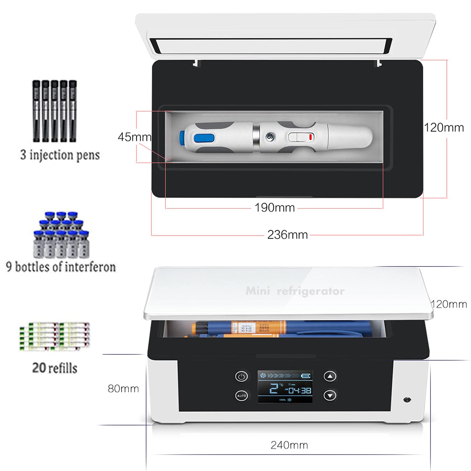 Mini Nevera portátil insulina refrigerada/Caja de refrigerador de la insulina/Drogas Reefer/Nevera pequeña,USB médico de Viaje Caso del refrigeración de medicamentos