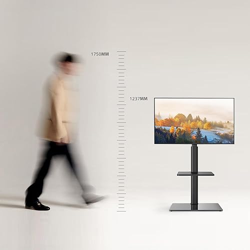 Miniatura 7 de FITUEYES Soporte universal de TV para televisores de 32, 39, 40, 43, 49, 50, 55, 60, 65 pulgadas, soporte de suelo de TV con soporte giratorio,