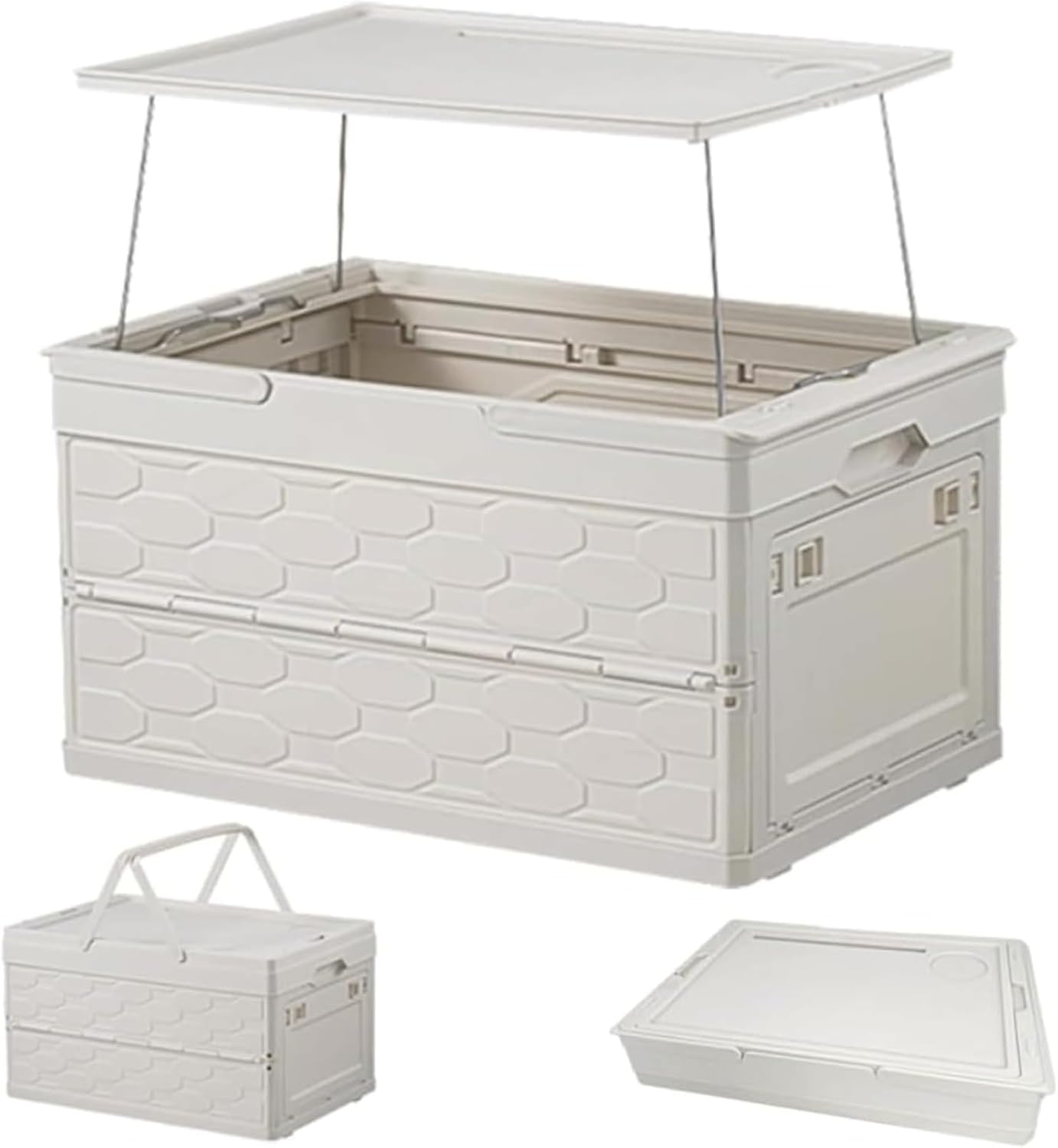 Kwueiit 収納ボックス 折りたたみ式 蓋付き 大容量 キャンプテーブル 屋外 家庭用 オフィス 車載 防水 軽量 耐久性 おし