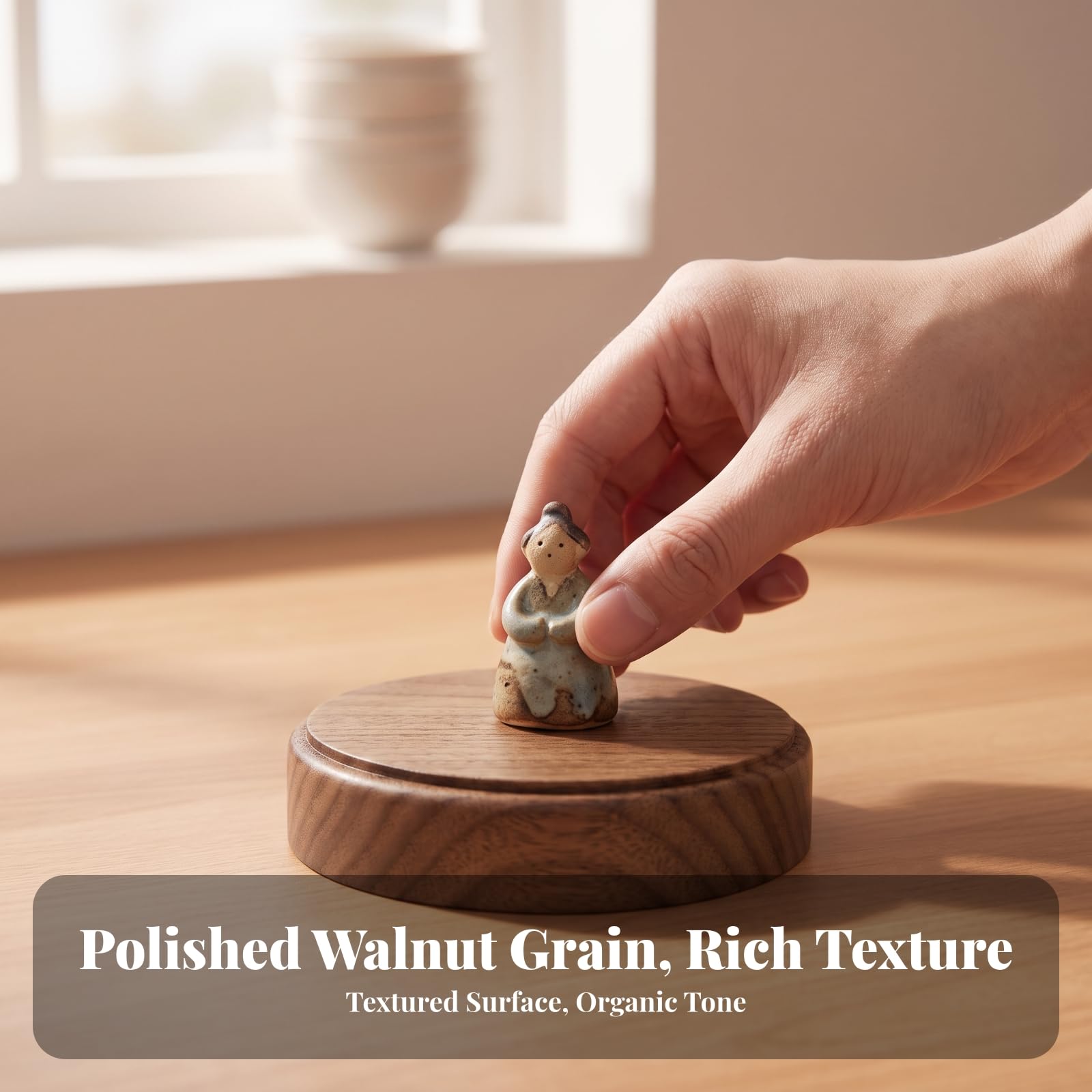Holzpodest für Figuren , Durchmesser 18 Cm, Höhe 2 Cm