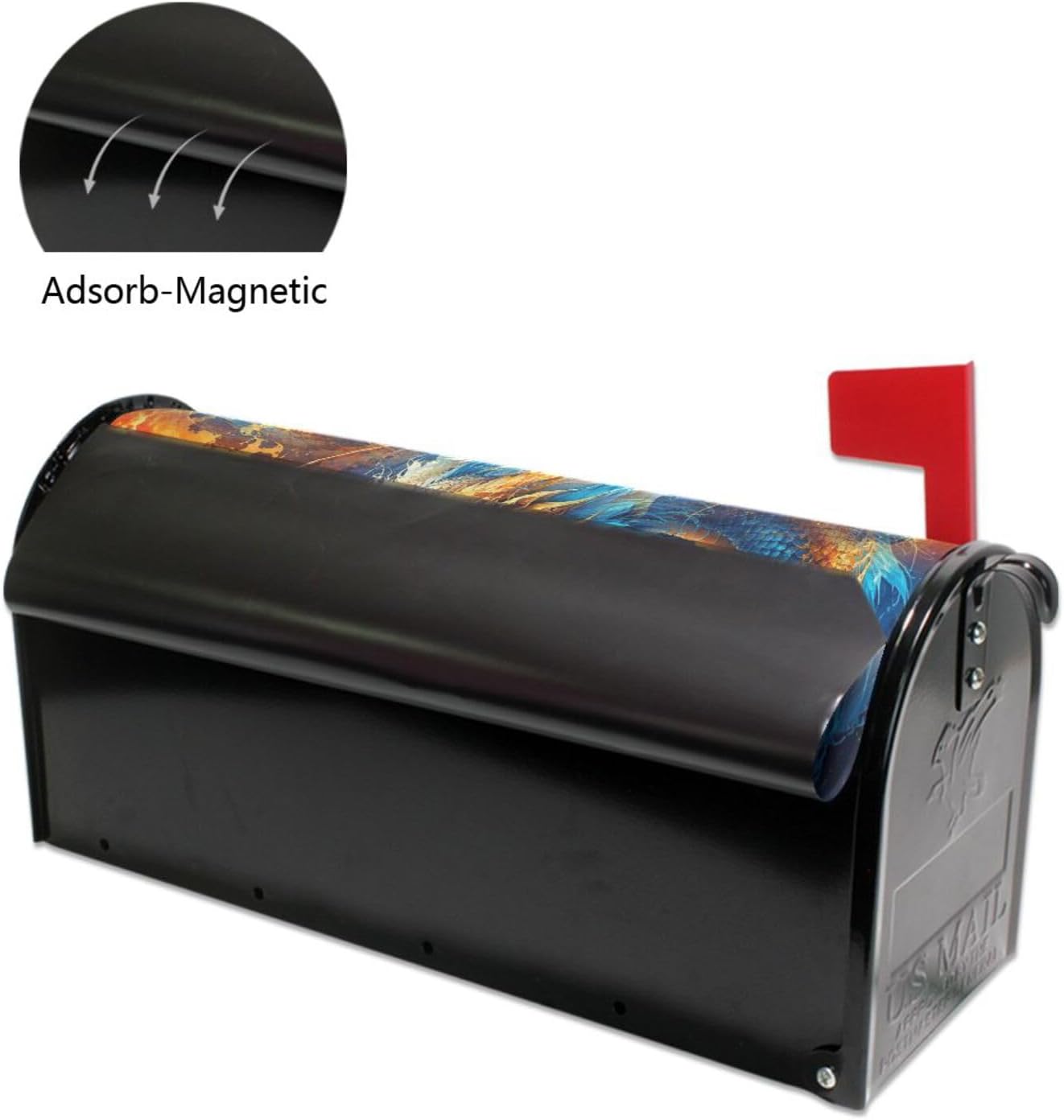 Water Fire Dragon Mailbox Covers Magnetic Garden Yard Home Decor Standard Size 21" x 18" image 4