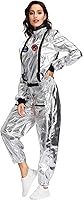 Vista 4 de Shendifok Disfraz de astronauta para mujer, disfraz espacial de astronauta, disfraz de Halloween para hombre