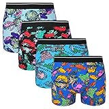 elastisch und formstabil 4er Pack Herren Boxershorts Comic Cartoon Krebs Hund Sarg Bunt Lustige Motive, Größe:XL