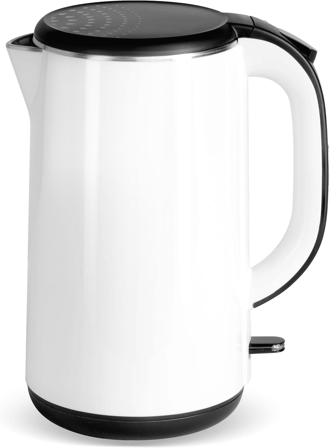YSSOA Electric Kettle, 1.8L Double Wall, 304 Stainless Steel Interior, BPA-Free, 1100W Fast Boiling, Auto Shut-Off & Boil Dry Protection, Quiet Boil, Cordless Base & LED Indicator, White