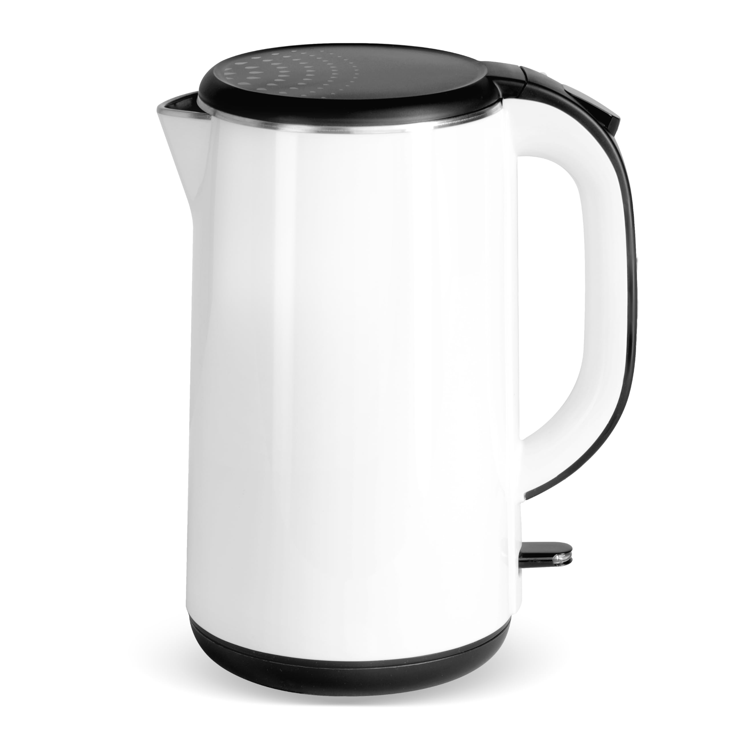 YSSOA Electric Kettle, 1.8L Double Wall, 304 Stainless Steel Interior, BPA-Free, 1100W Fast Boiling, Auto Shut-Off & Boil Dry Protection, Quiet Boil, Cordless Base & LED Indicator, White