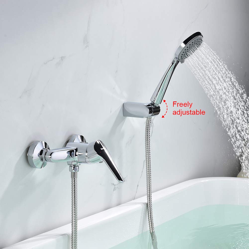 Ibergrif Roma - Grifo de Ducha, Mezclador de Duchas Monomando para Instalación en Pared, Cromo