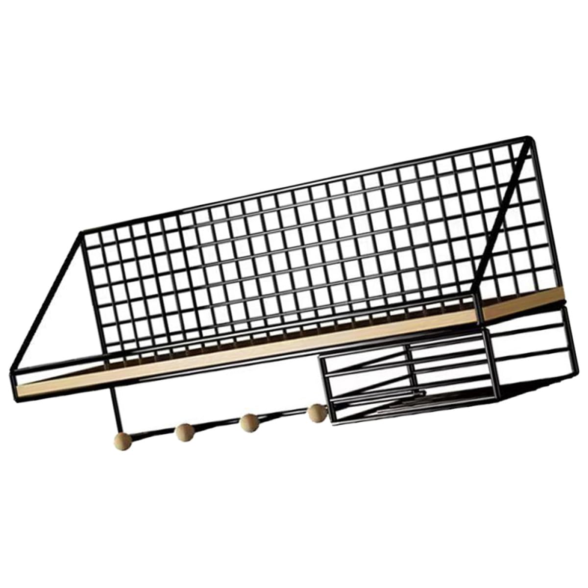 Étagère murale multifonction noire en métal iplusmile grande taille avec 4 crochets