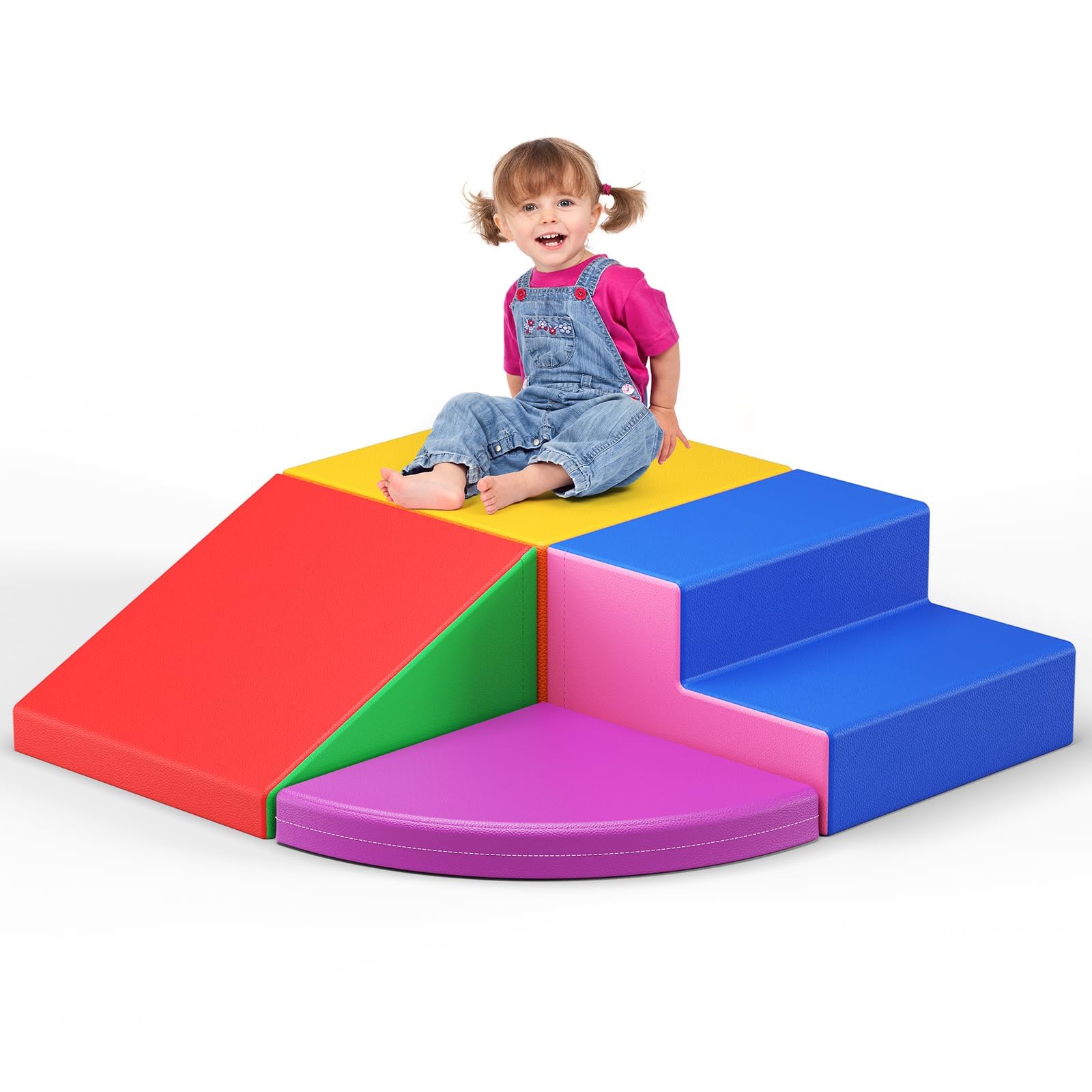 4P-Soft Climbing Blocks, Baby Soft Play Climbing Blocks, High-density Pearl Cotton, PU Cover Scratch-Resistant Clean Easily