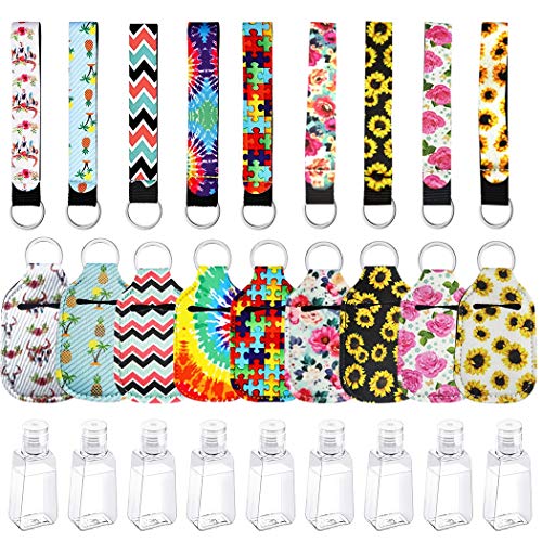 Kapmore 9 Sets Travel Bottle Keychain Holder Set Portable Liquid Bottle