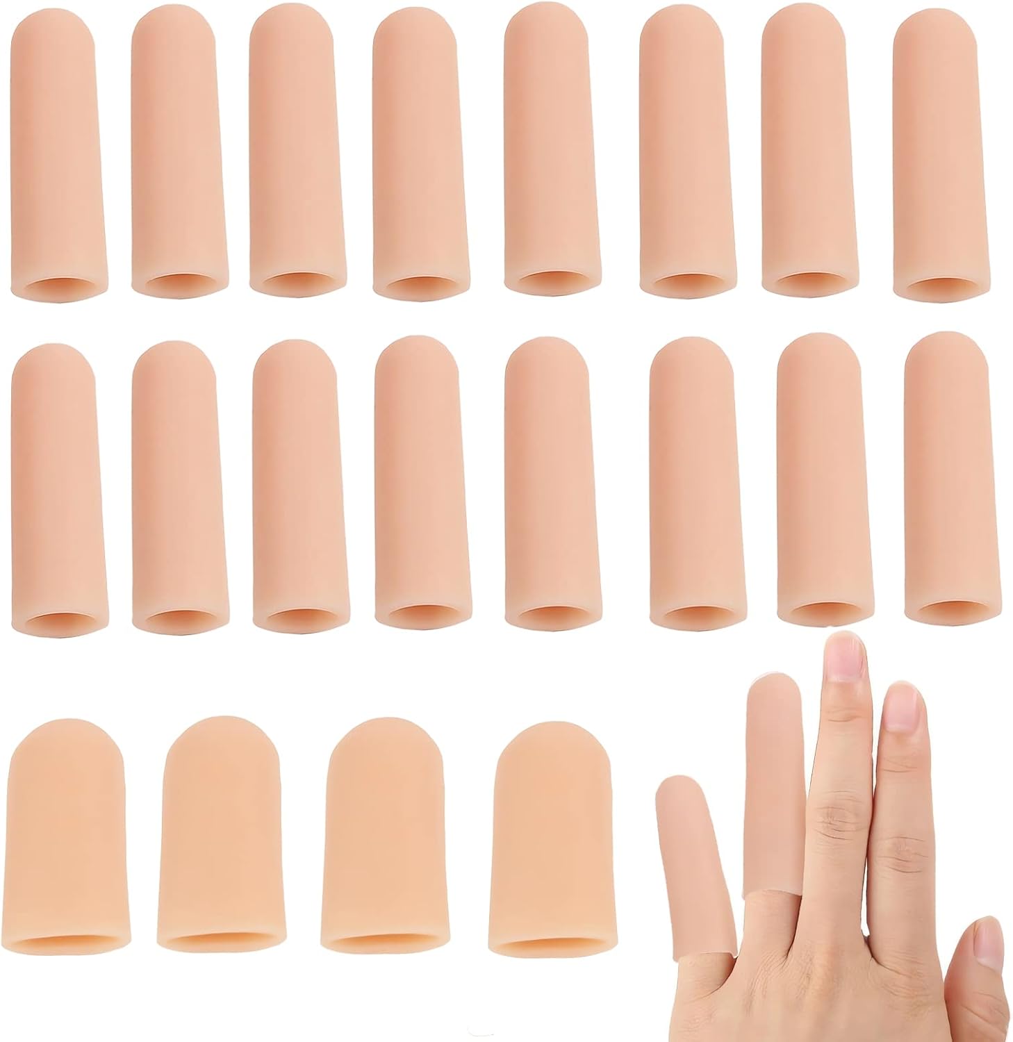 20PCS Gel Finger Cots, Silicone Finger Tips Protectors