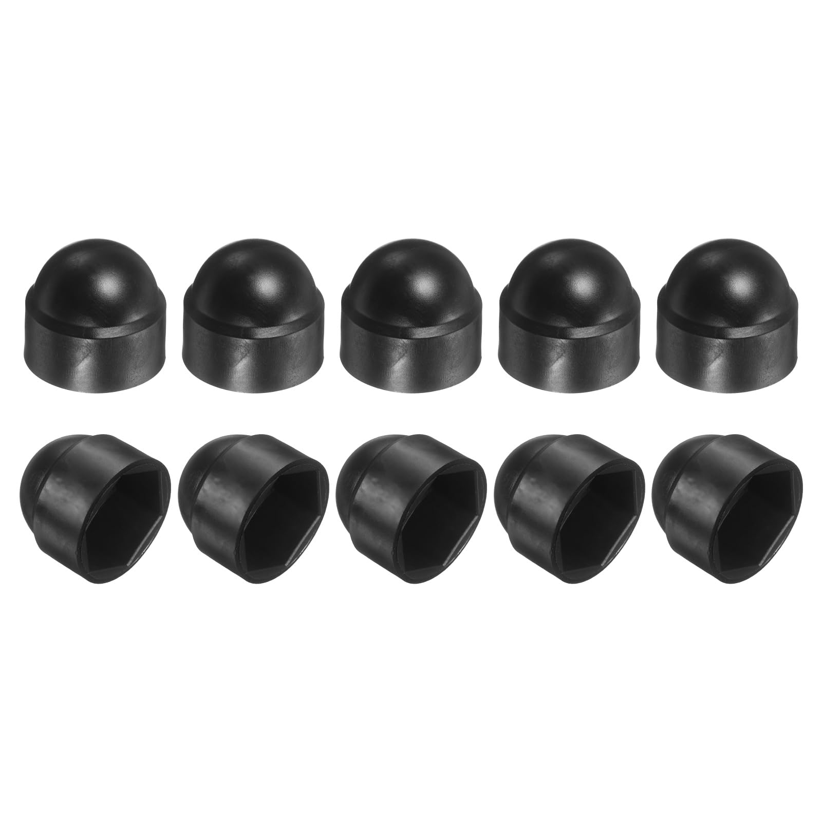 sourcing map Nut Protection Cap, 10Pcs M16x23x27mm - Plastic Hexagonal Screw Protection Cap, Dome Acorn Hex Head Bolt Covers, Waterproof Decorative Caps (Black)