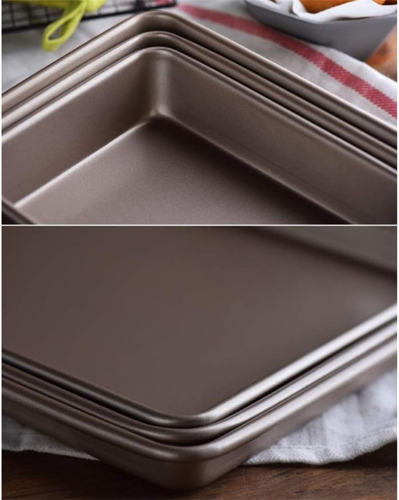 Baking Dish, Rectangle Muffin Baking Dish Not Sticky Oven Tray Make Cookies Cake Roll Pie Bread (Size : 39.7×27×2.4cm)