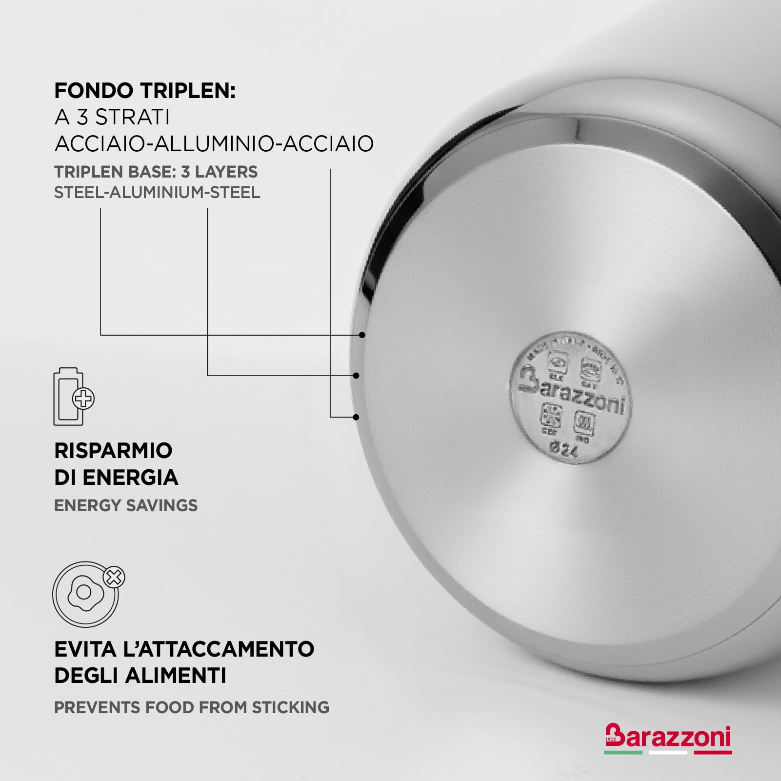 Pentola a pressione ø 22 cm - 5lt, Acciaio Inox 18/10, Con bloccaleva, Adatta a tutti i piani cottura induzione compresa, Made in Italy, Linea Basic