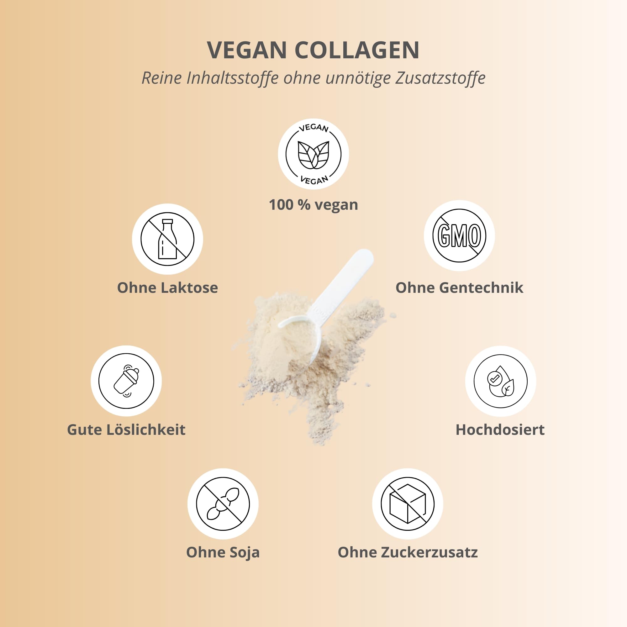 Nutri + Vegan Collagen Formation Support - Pulver zur Unterstützung der Kollagenbildung bzw. Kollagen Peptiden - mit Hyaluronsäure - 400 g Orange
