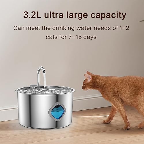 Miniatura 4 de Dog Water Fountain, 3.2L108oz1.8g Quiet Pawdrate Filtered Water Fountain with 2 Filters, Automatic Dog Water Bowl Dispenser with Water Window & LED,